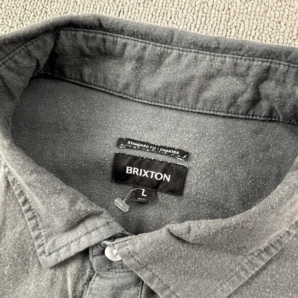 Brixton Shirt Adult Large Gray Button Up Short Sleeve Casual Streetwear Men's - Picture 9 of 14
